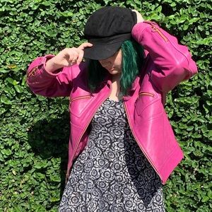 💖 VINTAGE PINK GUESS LEATHER JACKET💖
